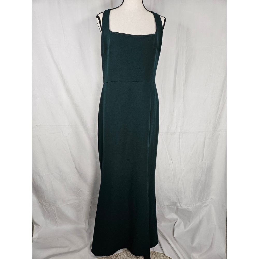 BHLDN Dark Green Size 16 Square Neck Maxi Side Slit Sleeveless Formal Dress Gown